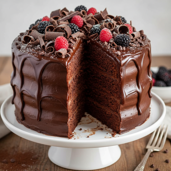 Decadent Dark Chocolate Fudge Layer Cake recipe