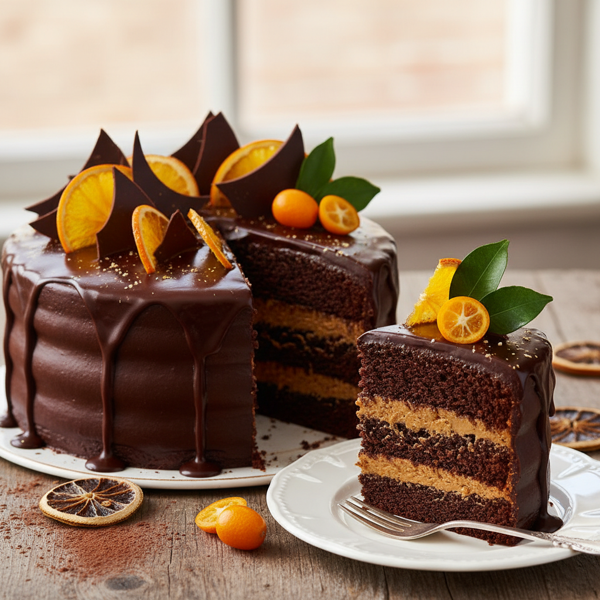 Decadent Dark Chocolate Orange Fudge Cake recipe
