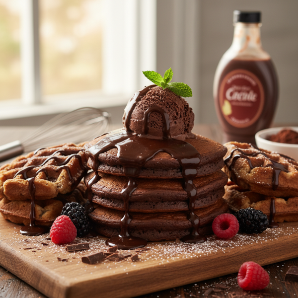 Decadent Dark Chocolate Pancakes & Waffles recipe