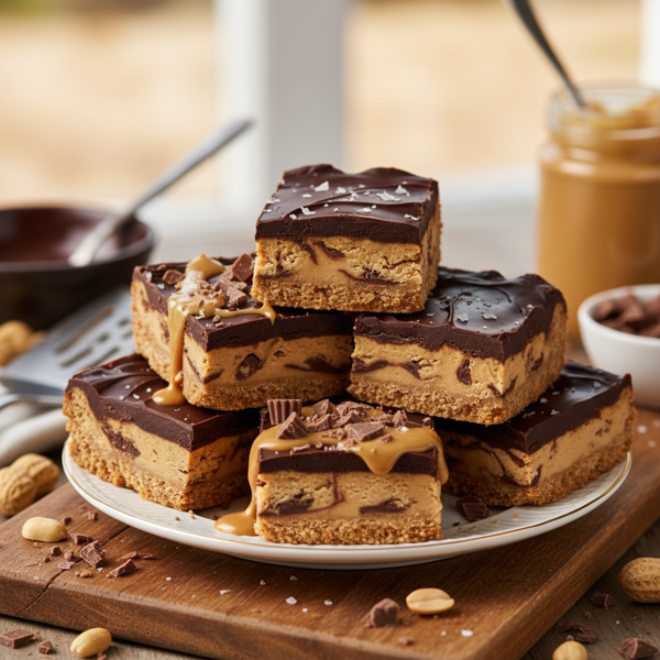Decadent Dark Chocolate Peanut Butter Bliss Bars recipe