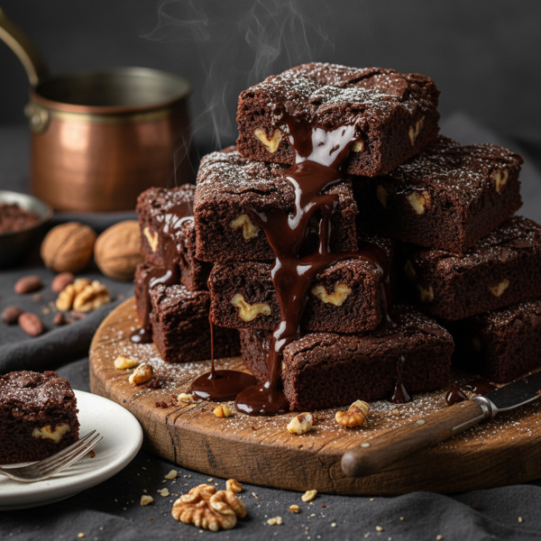Decadent Dark Chocolate Walnut Fudge Brownies recipe