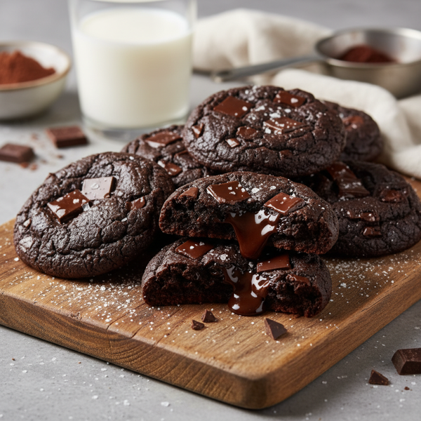 Decadent Dark Fudge Chocolate Chunk Cookies recipe
