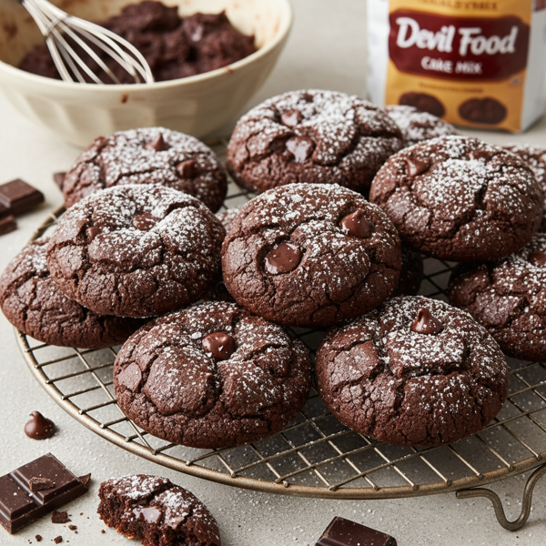 Decadent Devil's Food Cake Mix Cookies recipe