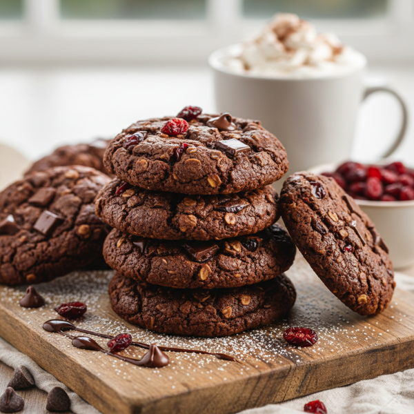 Decadent Double-Chocolate Cranberry Oatmeal Delights recipe