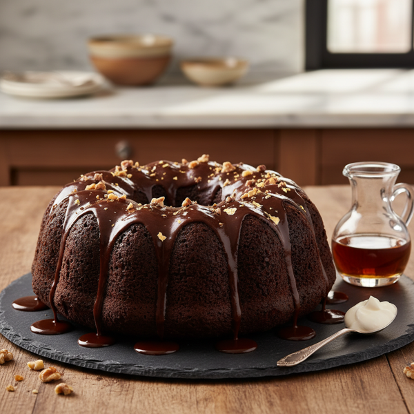 Decadent Double-Chocolate Rum Drizzle Cake recipe