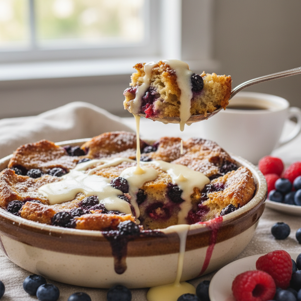 Decadent Double Berry Bread Pudding recipe