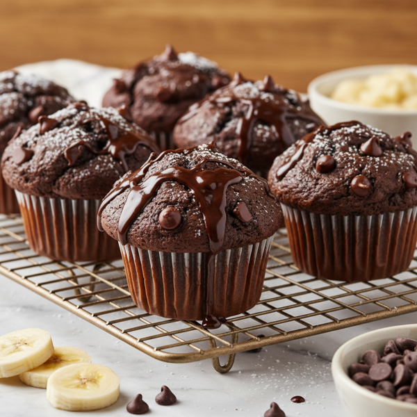 Decadent Double Chocolate Banana Muffins recipe