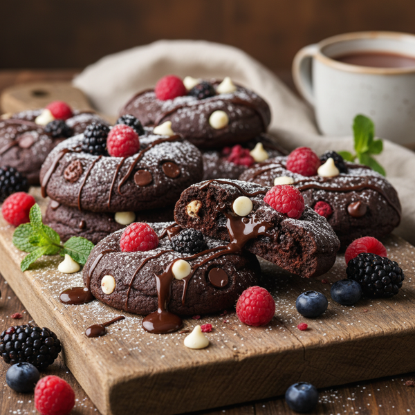 Decadent Double Chocolate Berry Delight Cookies recipe