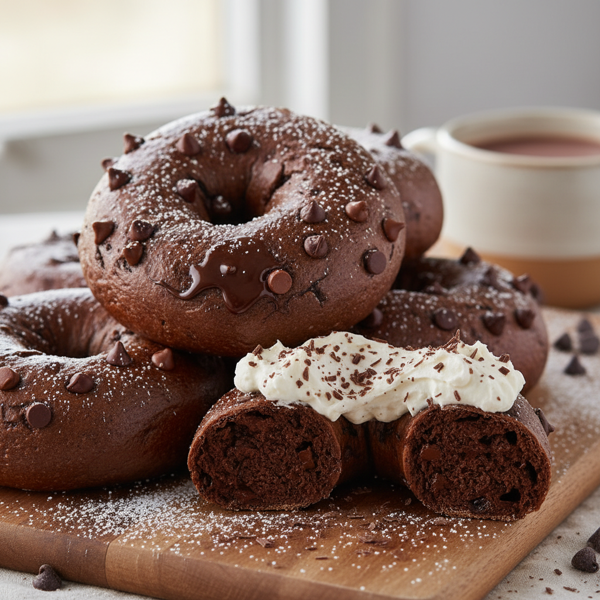 Decadent Double Chocolate Chip Bagels recipe