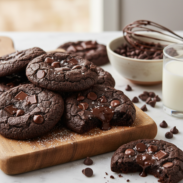 Decadent Double Chocolate Chip Brownie Cookies recipe