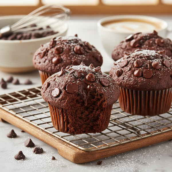 Decadent Double Chocolate Chip Muffins recipe