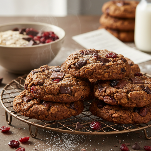 Decadent Double Chocolate Cranberry Oatmeal Cookies recipe