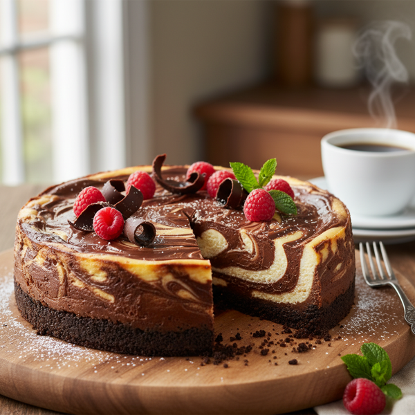 Decadent Double Chocolate Marble Cheesecake recipe