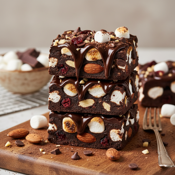 Decadent Double Chocolate Rocky Road Bars recipe