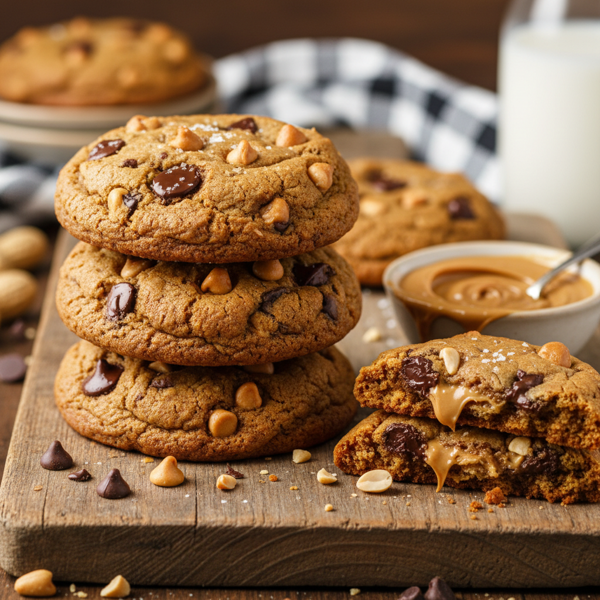 Decadent Double Peanut Butter Chocolate Chip Cookies recipe