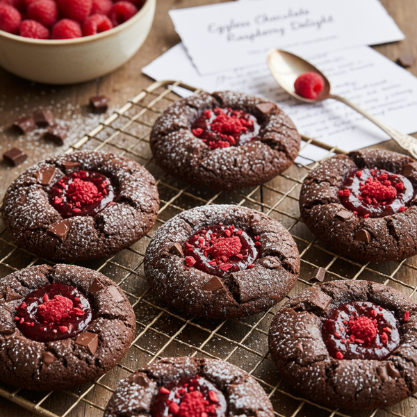 Decadent Eggless Chocolate Raspberry Delight Cookies recipe