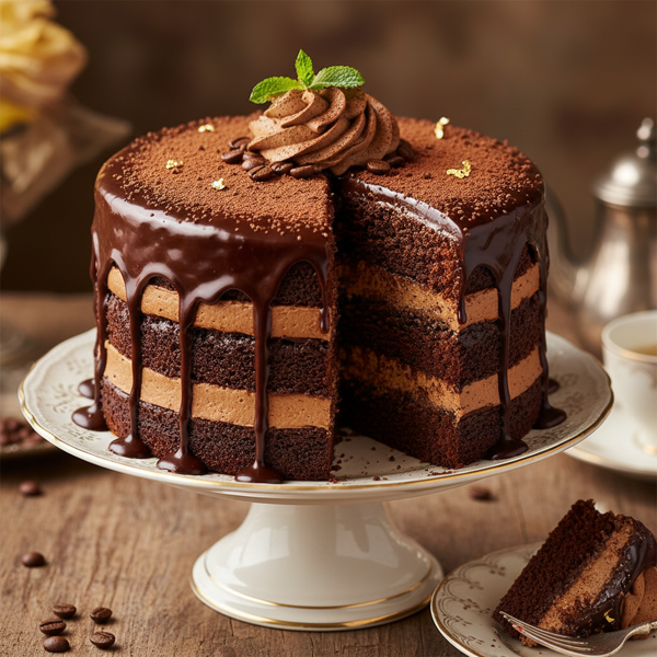 Decadent European Mocha Fudge Cake recipe
