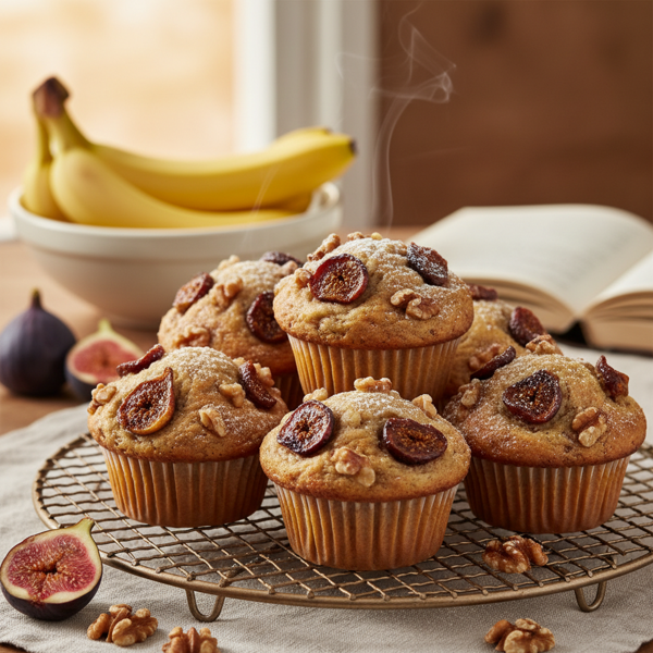 Decadent Fig and Banana Walnut Muffins recipe