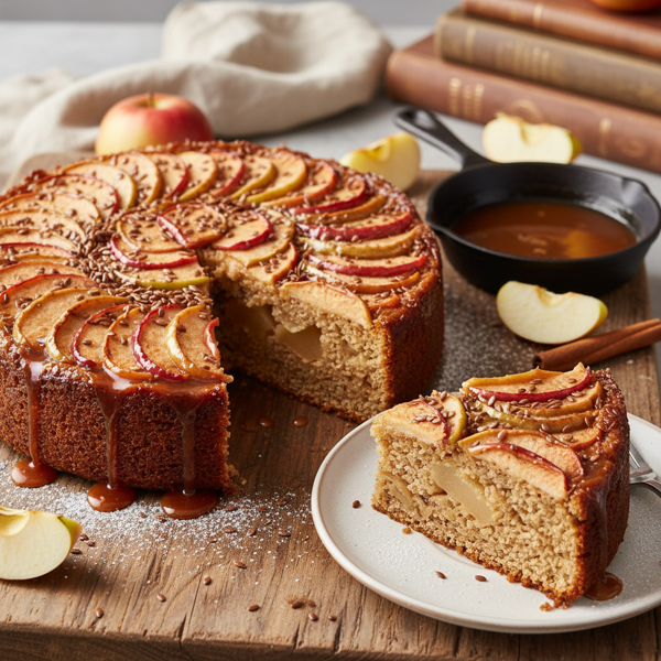 Decadent Flaxseed Apple Upside Down Cake recipe