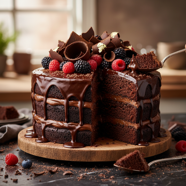 Decadent Four-Layer Chocolate Bliss Cake recipe