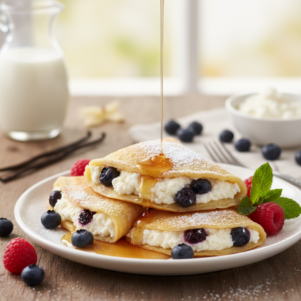 Decadent French Vanilla Crepes with Sweet Ricotta Filling recipe