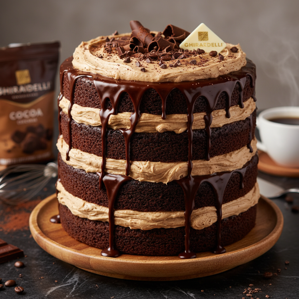 Decadent Ghirardelli Devil's Food Cake with Luxurious Mocha Buttercream recipe