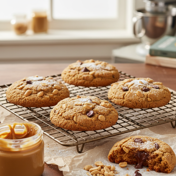 Decadent Giant Chewy Peanut Butter Cookies recipe