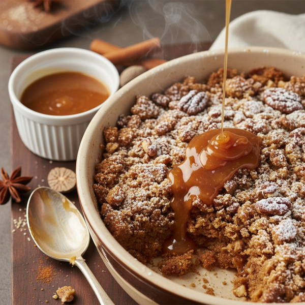 Decadent Gingerbread Streusel with Rich Butter Sauce recipe