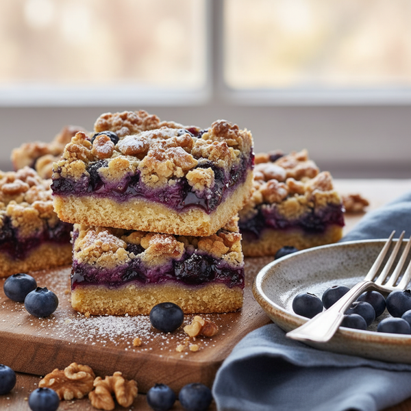 Decadent Gluten-Free Blueberry Walnut Crumble Bars recipe