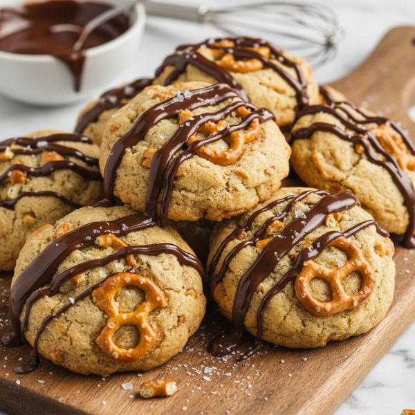 Decadent Gluten-Free Pretzel Cookies with Chocolate Drizzle recipe