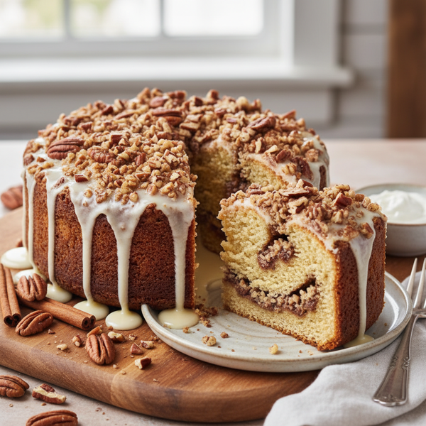 Decadent Gluten-Free Sour Cream Coffee Cake with Pecan Cinnamon Swirl recipe