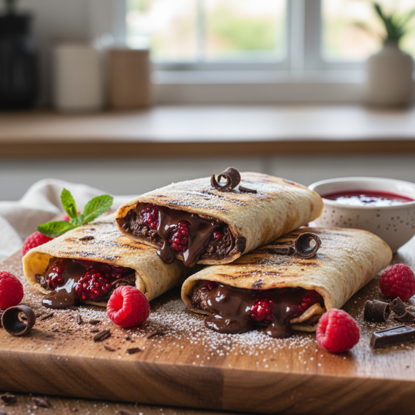 Decadent Grilled Chocolate-Raspberry Tortilla Wraps recipe