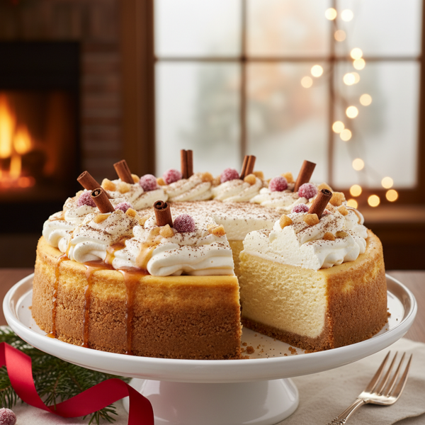 Decadent Holiday Eggnog Cheesecake recipe