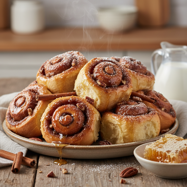 Decadent Honey-Cinnamon Sticky Buns recipe
