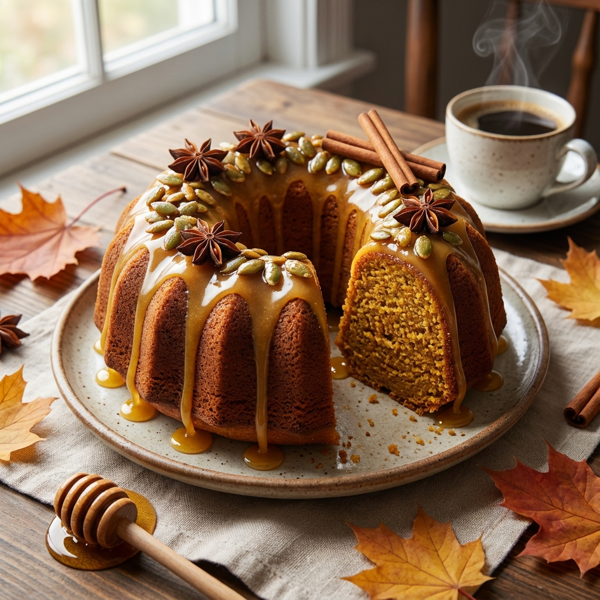 Decadent Honey & Pumpkin Spice Bundt Cake recipe