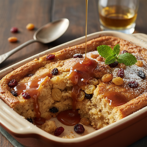 Decadent Irish Bread Pudding with Whiskey Caramel Sauce recipe