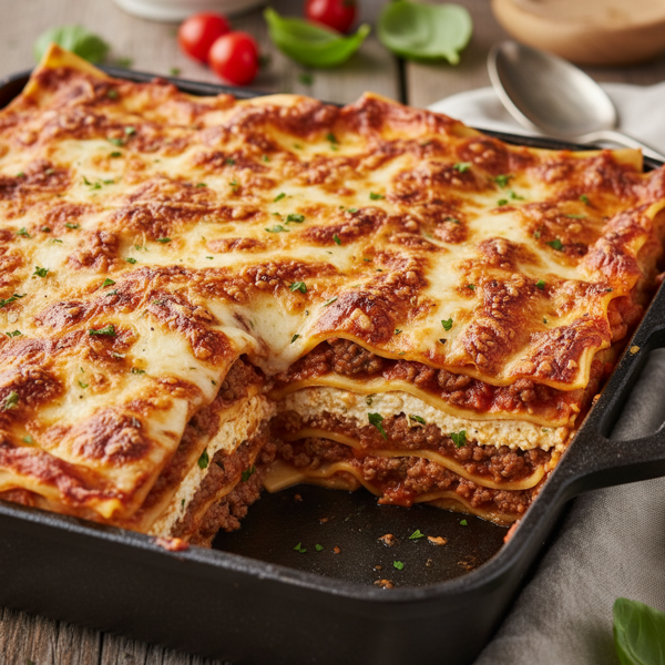 Decadent Italian Sausage and Beef Lasagna Bake recipe