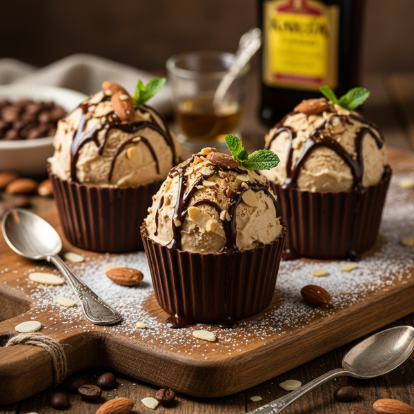 Decadent Kahlua Almond Ice Cream Cups recipe