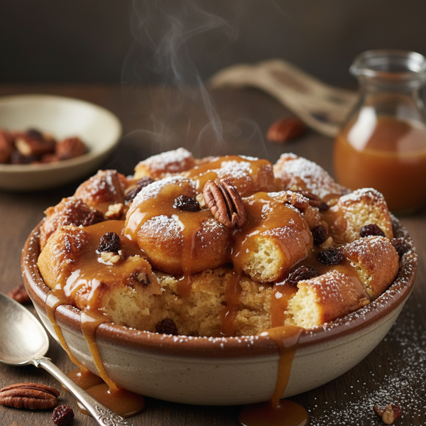 Decadent Krispy Kreme Bread Pudding with Rum Sauce recipe