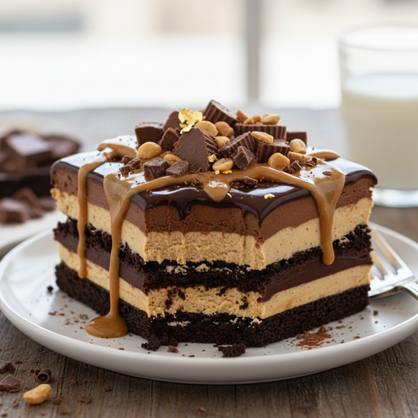 Decadent Layered Chocolate Peanut Butter Delight recipe