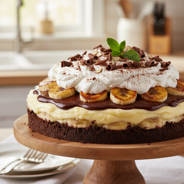 Decadent Light Black Bottom Banana Cream Pie recipe