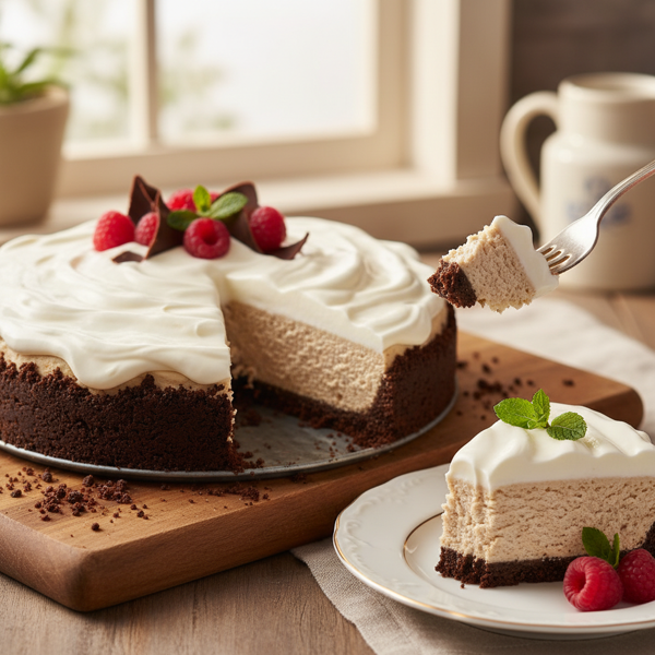 Decadent Light Chocolate Cheesecake with Creamy Sour Cream Topping recipe