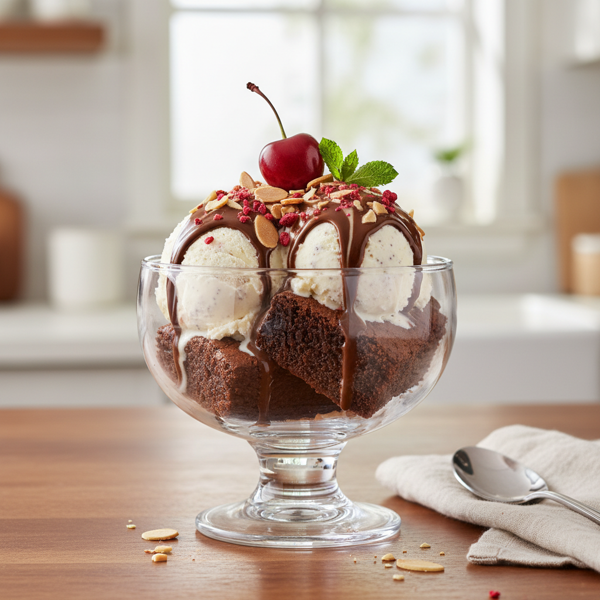 Decadent Lighter Brownie Sundae Delight recipe
