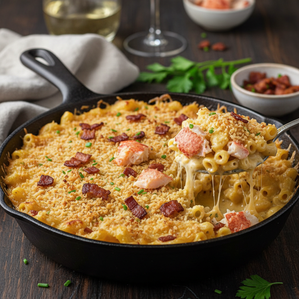 Decadent Lobster & Bacon Macaroni Gratin recipe