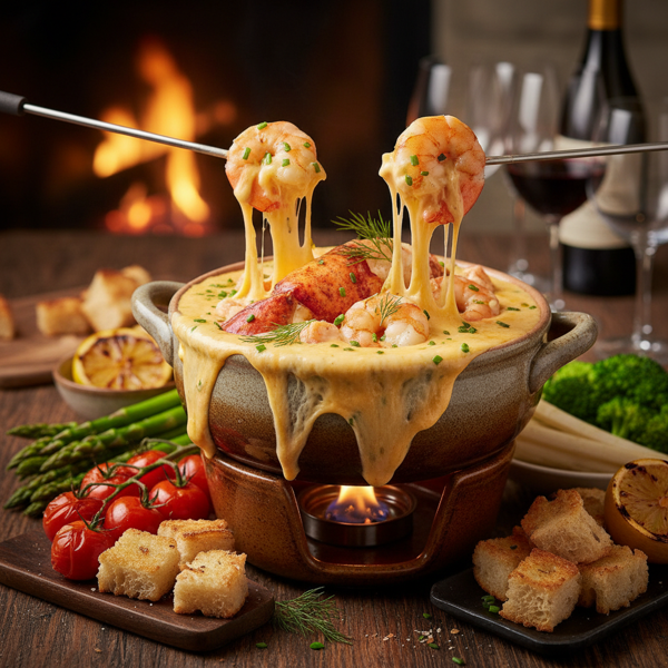 Decadent Lobster and Shrimp Cheese Fondue recipe