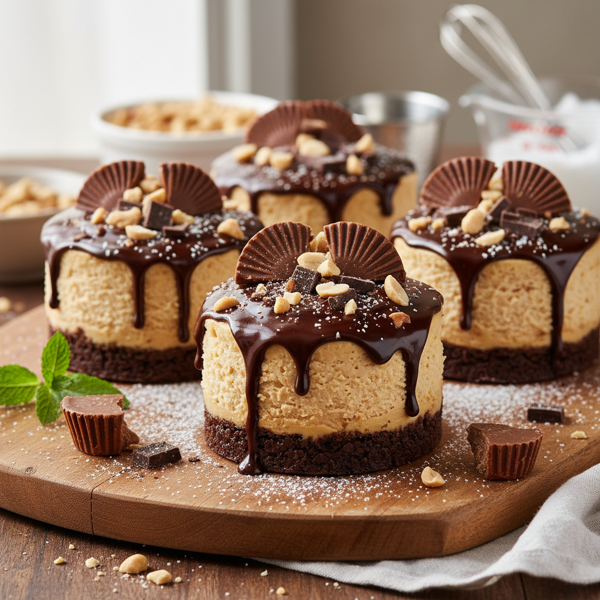Decadent Low-Carb Chocolate Peanut Butter Cheesecakes recipe