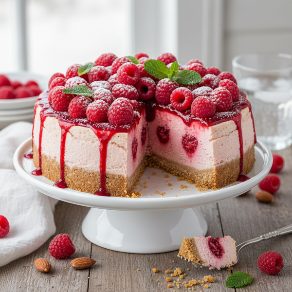 Decadent Low-Carb Raspberry Cheesecake with Almond Crust recipe