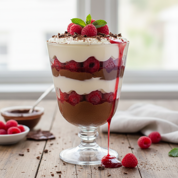 Decadent Low-Fat Chocolate Raspberry Dream Trifle recipe