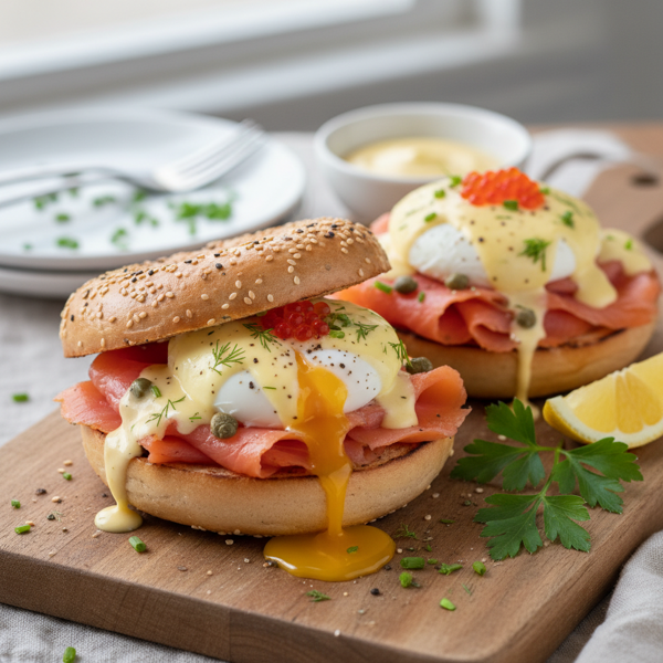 Decadent Lox Benedict on Bagels recipe