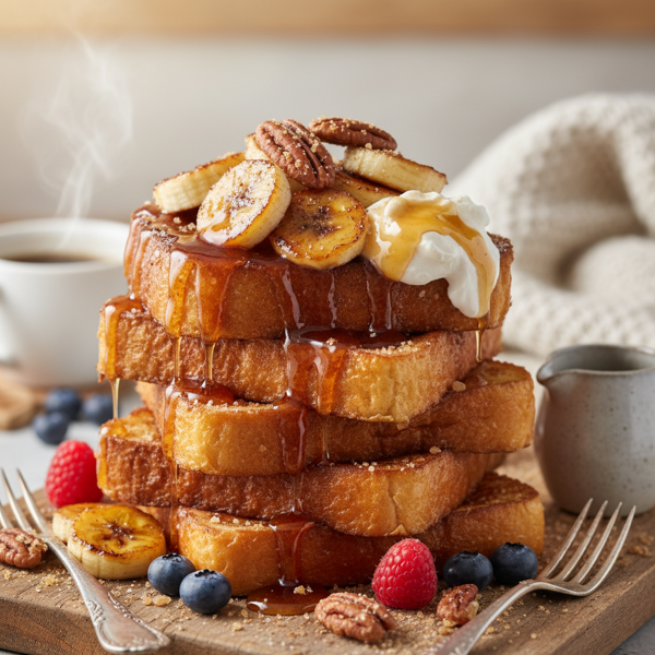 Decadent Maple-Brown Sugar Cinnamon French Toast recipe